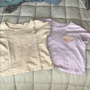 Roxy Cream Striped and Lavender Kids Tees
